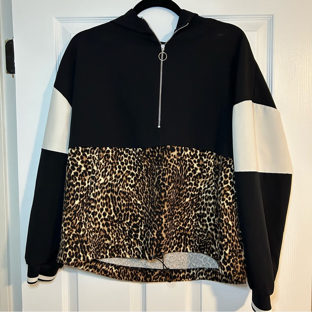 Zara Leopard Quarterzip